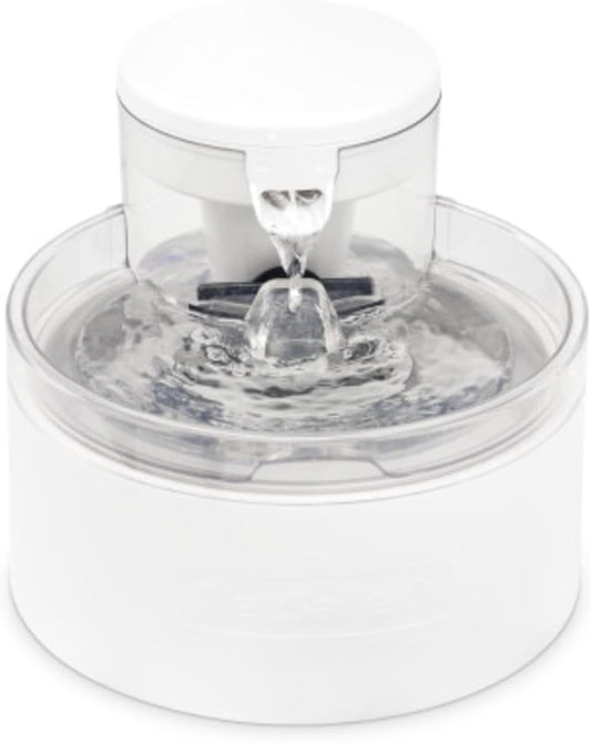 PetSafe Outlast Pumpless Cat Water Fountain, 60 oz/1.7L, Dishwasher Safe | Pumpless HydroSpin Design Circulates 60 Oz Water, Ion-x Carbon/Ion-Exchange Filter, Smart Sensors Slow Flow at Night