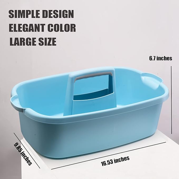 ALINK Large Plastic Shower Caddy Tote, Portable Storage Caddy Basket Organizer with Handle for Dorm, Bathroom, Tool, Garden, Kitchen, Cleaning Supplies – Blue