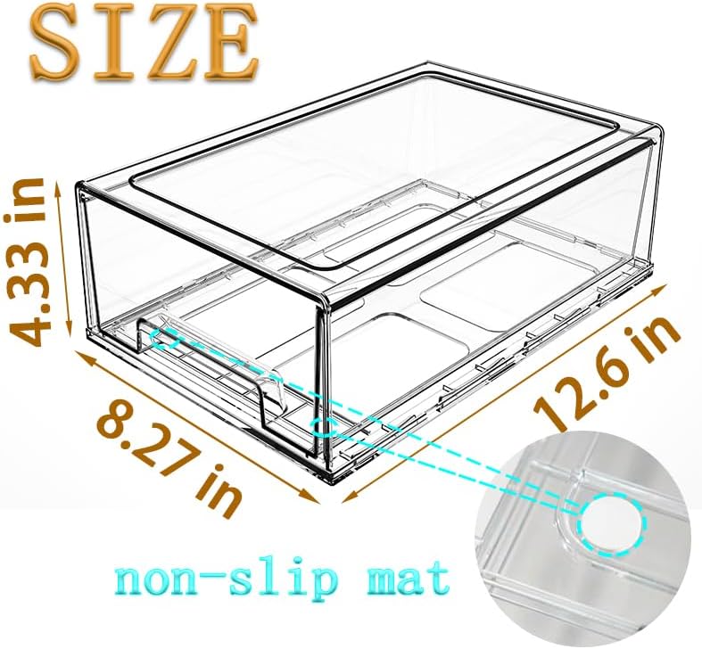 clear Drawer-Type Plastic Storage Box Bins Organizer，Family First Aid Kits Medicine cabinet Box Organizer,Closet ，Shelf，Ointments, Adhesive Bandages，Cosmetics,Office Items (clear, 6L)