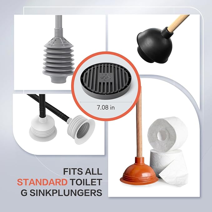 Plunger Tray - Plunger Mat Air Drying Mat for Toilet Plunger - Plunger Holder Catches Drips - Wicks Water from Plunger and Dries Quickly, Toilet Plunger Holder Only