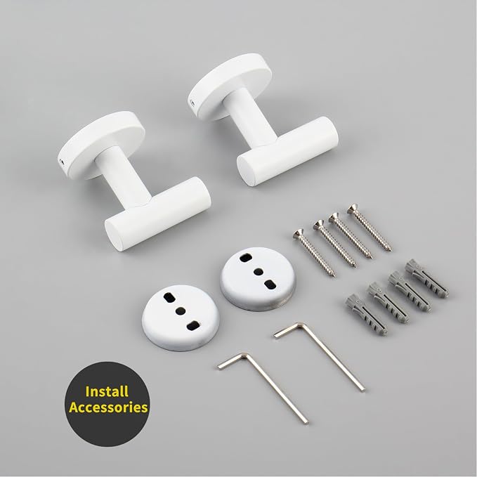 GERZWY Towel Hook Stainless Steel Robe Coat Hook Wall Mounted Luxury Hooks for Bathroom Hotel 2 Pack, White