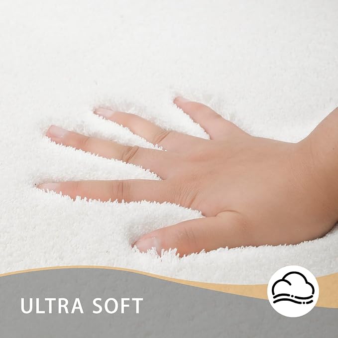 MINIDEAR Bathroom Rugs 32x20 Pure White - Thick Memory Foam Bath Mat, Ultra Soft & Plush Fluffy, Non-Slip, Quick Dry, Absorbent Washable Floor Mat for Tub, Toilet, Home Decor Accessories