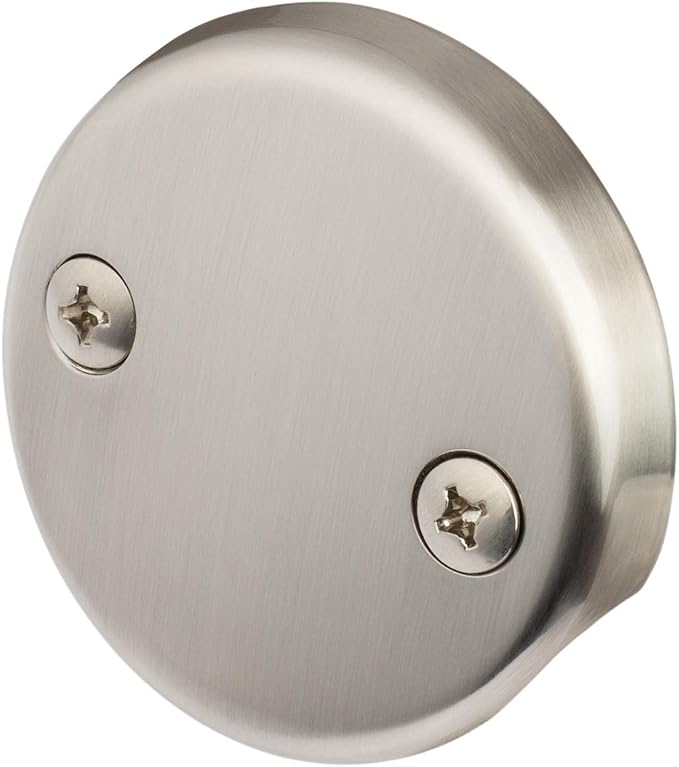 Artiwell Lift & Turn Tub Trim Set with Two-Hole Overflow Faceplate, All Brass Bathtub Conversion Kit Assembly with 2-Hole Overflow Face Plate and Universal Fine/Coarse Thread (Brushed Nickel)