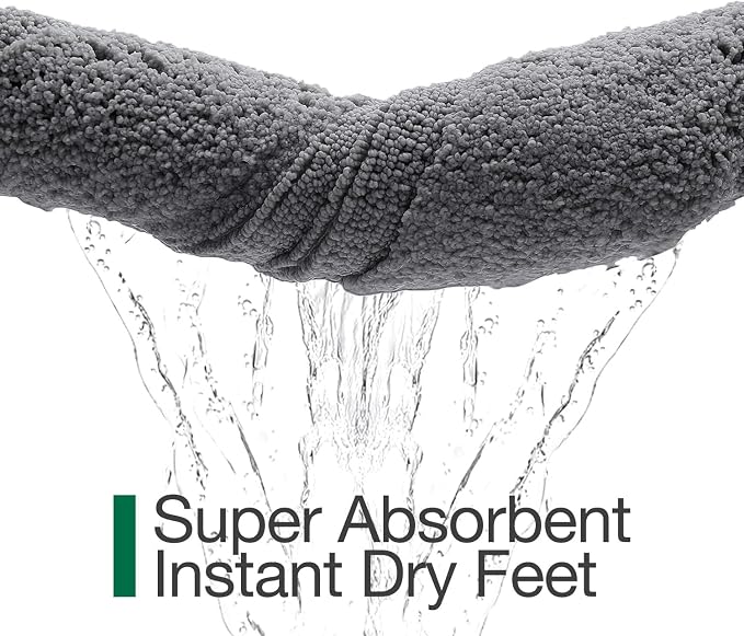 LUMI Ultra Soft Bathroom Rugs Absorbent, Non Slip Bath Mat 24x36, Dark Grey | Machine Washable with Rubber Backing, Quick Dry, Premium Microfiber Carpet for Shower Floor