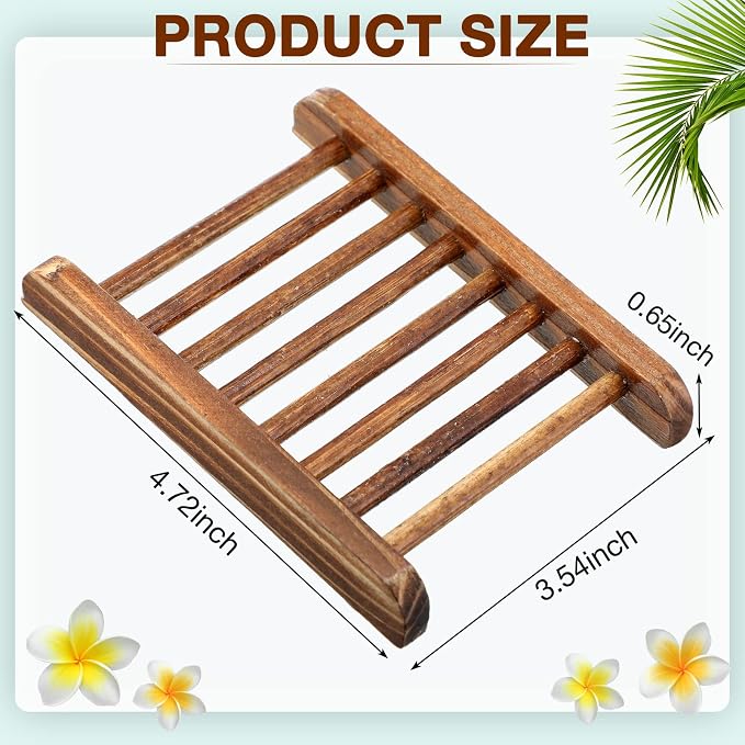 Potchen Bamboo Soap Dish Wooden Hand Craft Soap Case for Shower Rectangular Bathtub Shower Dish Accessories for Home Bathroom Kitchen Sponges(Charcoal,50 Pack)