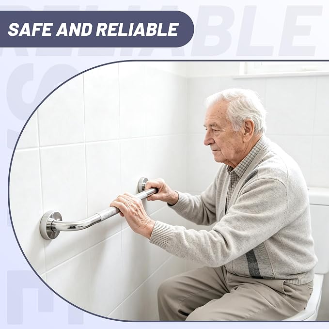 32 Inch Shower Grab Bar,XIANTHUS Chrome Anti Slip Safety Bars, 304 Stainless Steel Bathroom Handrail, Handicap Grab Bars for Wall, Shower Grip Handle for Seniors Elderly Injury Assist Bath (1.25" Dia)