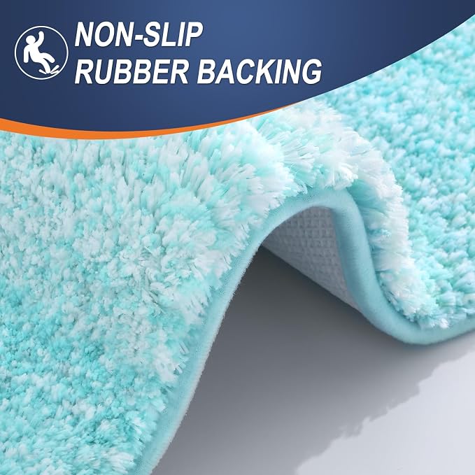 OLANLY Bathroom Runner Rug 40x24, Extra Soft Absorbent Microfiber Bath Rugs | Teal, Non-Slip Quick-Drying Rubber Backing, Machine Washable Long Bath Mat for Floor, Tub and Shower, Home Decor Accessories