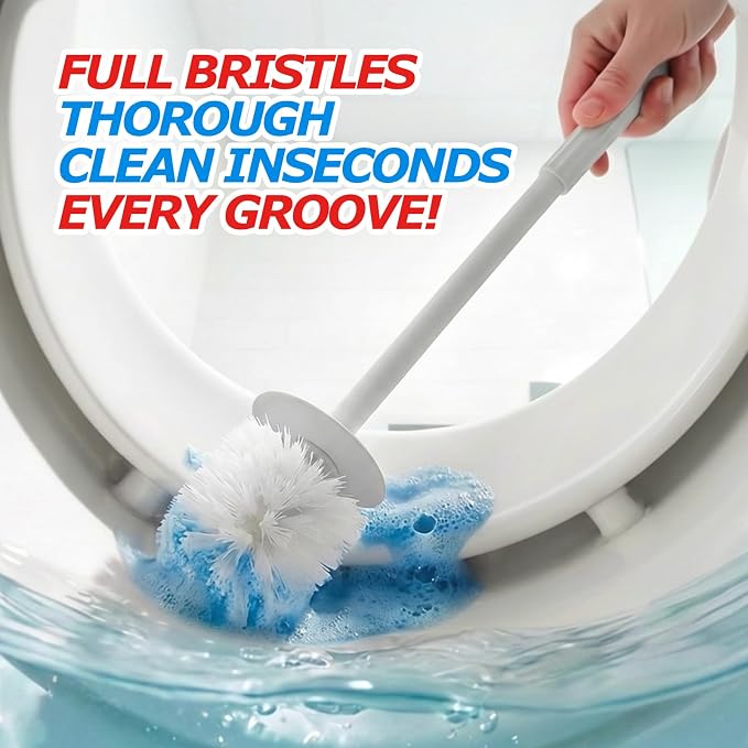 FORASTO 2Pack Toilet Bowl Brush and Holder Set - Restroom Cleaning Supplies | Ergonomic Handle, Bathroom Decor Accessories, Apartment Must Haves, Home Essentials, Cleaning Supplies, Light Gray
