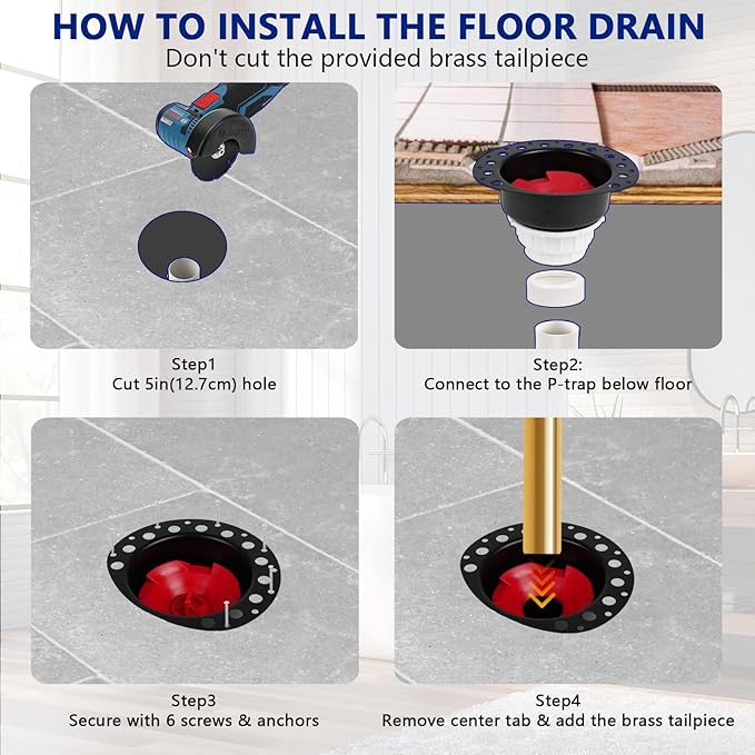 Freestanding Tub Drain Rough-in Kit, Bathtub Drain Kit with PVC Adapter & Brass Tail Pipes,Free Standing Tub Drain Kit, Suitable for All Freestanding Bathtub, Floor-Mounted, and Copper Bathtubs