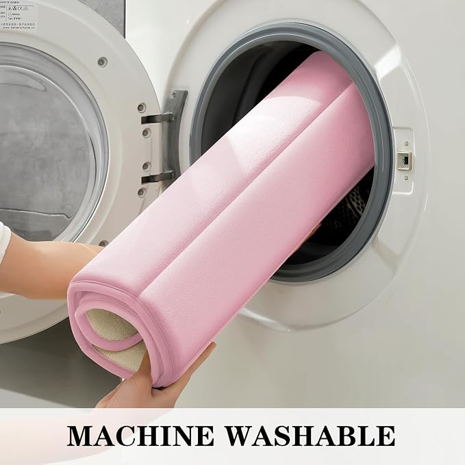 BYSURE Pink Memory Foam Bathroom Rug Set 17"x24"+20"x32"+U20 x24 | Non Slip Extra Soft Absorbent Machine Washable Toilet Bath Toilet Mat for Shower, Tub