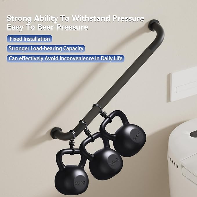2 Pack Shower Grab Bar, 32 Inch Bathroom Grab Bar Handle with Anti-Slip Knurled Grip, Stainless Steel Bath Balance Bar, 1.25" Diameter Bath Safety Bar Support for Seniors Elderly Pregnant, Matte Black
