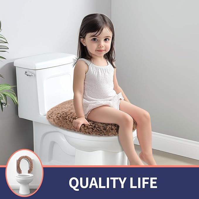 Soft Microfiber Toilet Lid Cover 17.5" x 15" Machine Washable | Solid Toilet Lid Cover Adjustable Rubber Backing Fits Only 18-19.5"L x 14-16"W Elongated Toilet Seat