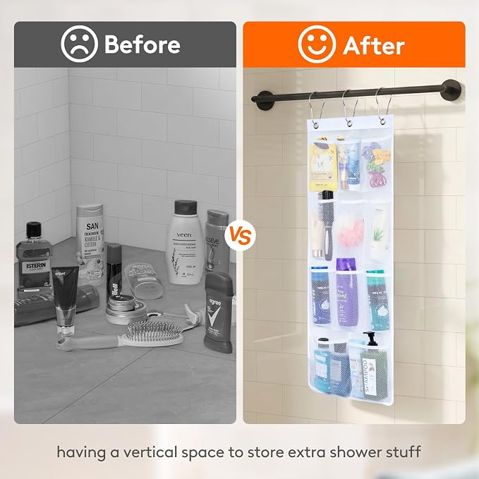 Lifewit Mesh Shower Caddy, 11 Pockets Hanging Bathroom Organizer, 2 Pack | 17" x 34", Attached 6 Hooks, Quick-Dry, Portable, Cruise Essentials, Idea for Toiletry, RVing, Travel, Camping