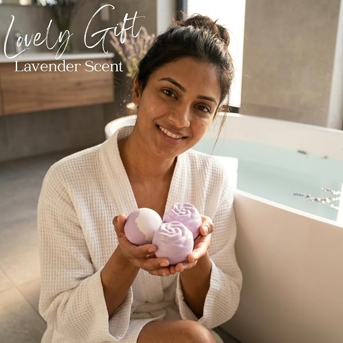 EvolutionUSA Lavender Dreams Bath Bombs for Women, 12 Organic Flower Bath Bombs, Soft Lavender Bath Bombs, Womens Bath Bombs Gift, Lush Bath Bombs for Girls, Relaxing Bathbombs, Bath Balls