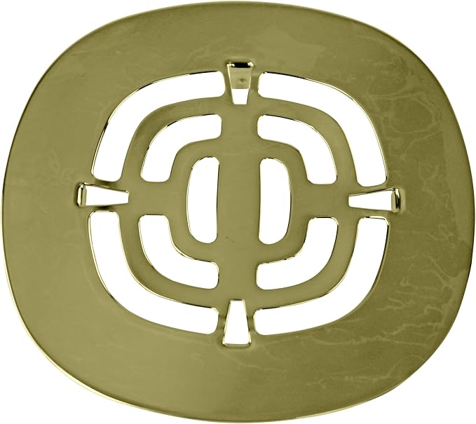 Westbrass A316-01 4-1/2" OD Brass Snap-in Shower Strainer Grid Drain Cover, Polished Brass