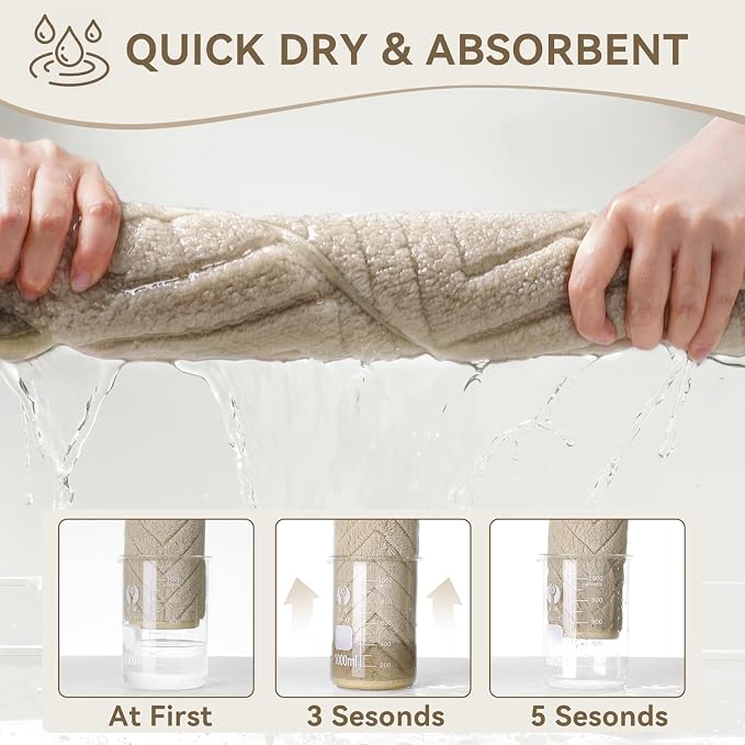 Bathroom Rugs Thin Non Slip Bath Mat for Bathroom Browm 20"x32" | Quick Dry Absorbent Washable Rubber Backing Bath Rug Shower Mat Bathroom Floor Mat For Sink Bathtub Beside Shower Entrance