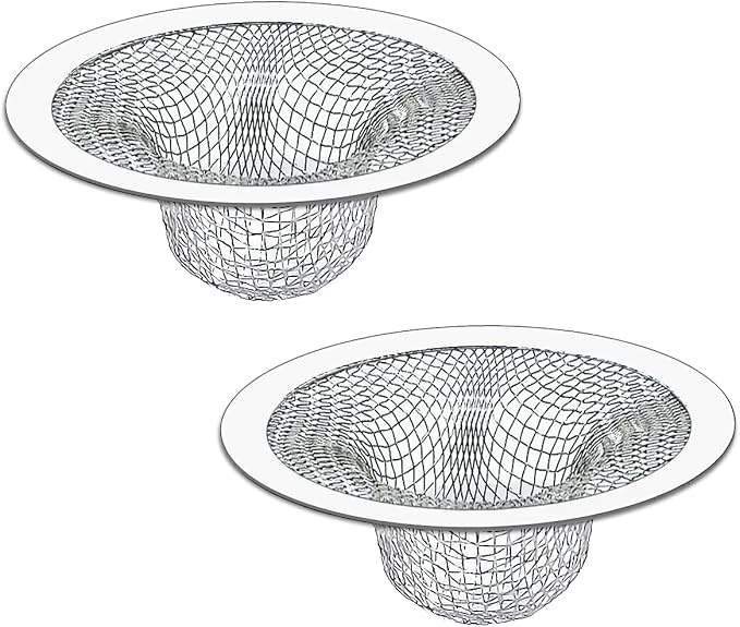 Seatery 2PCS Tub Drain Hair Catcher - 2.75 inch Shower Drain Mesh Strainer, Stainless Steel Shower Bathtub Drain Cover, Bathroom Sink Strainer Filter Basket for Bathroom Sink, Wash Basin Floor Drain