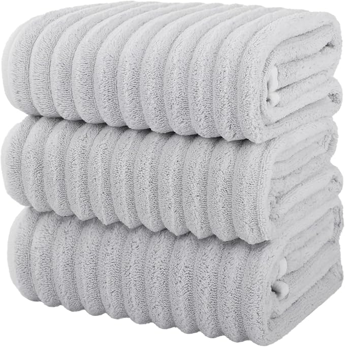 Luxury 3-Piece Quick-Dry Bath Towel Set – Ultra Soft Microfiber Towels | Hand Bath Towels for Bathroom, Pool, Home, Sports Gym & Travel – Elegant Twill Design (14”x 29.6”)
