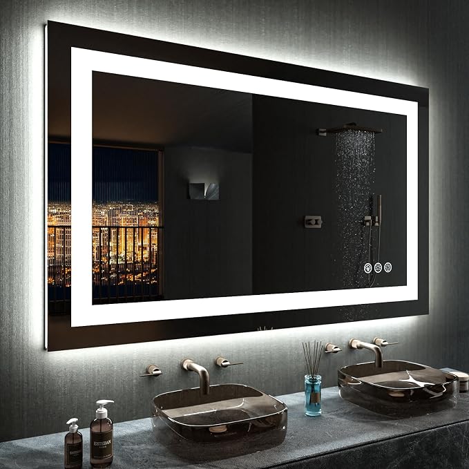LOAAO 40"X30" RGB LED Bathroom Mirror with Lights, UL Listed | Anti-Fog, Dimmable, RGB Backlit + Front Lighted, Memory Function, Tempered Glass