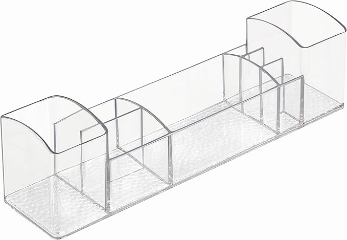 iDesign 43030 Med+ 12" Plastic Divided Vanity Medication and Bathroom Accessory, 12" x 3" x 3.5", Multi-Level Organizer | Medication and Bathroom Accessory