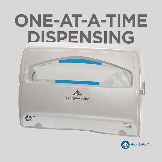 Safe-T-Gard 1/2 Fold Toilet Seat Cover Dispenser by GP PRO (Georgia-Pacific), White, 57710, 16.375" W x 2.500" D x 11.750" H
