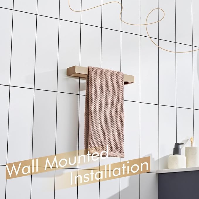 KOKOSIRI Towel Holder 12-Inch Hand Towel Bar Wall Mount Kitchen Rack Champagne Bronze Stainless Steel for Bathroom Hardware, 1 Pack B4008CPG-L12