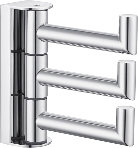 Angle Simple Towel Hook for Bathroom, SUS 304 Stainless Steel Foldable Robe Towel Holder, Wall Coat Hook, Polished Chrome