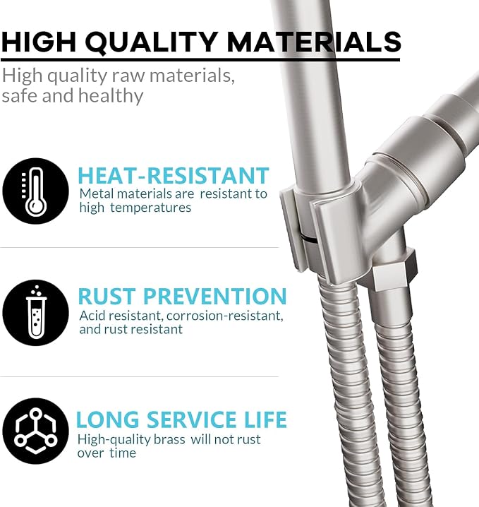 All Metal Handheld Shower Head Holder, Adjustable Shower Wand Holder with Universal Shower Arm Mount and Brass Pivot Ball, for Connecting Shower Arm and Shower Hose
