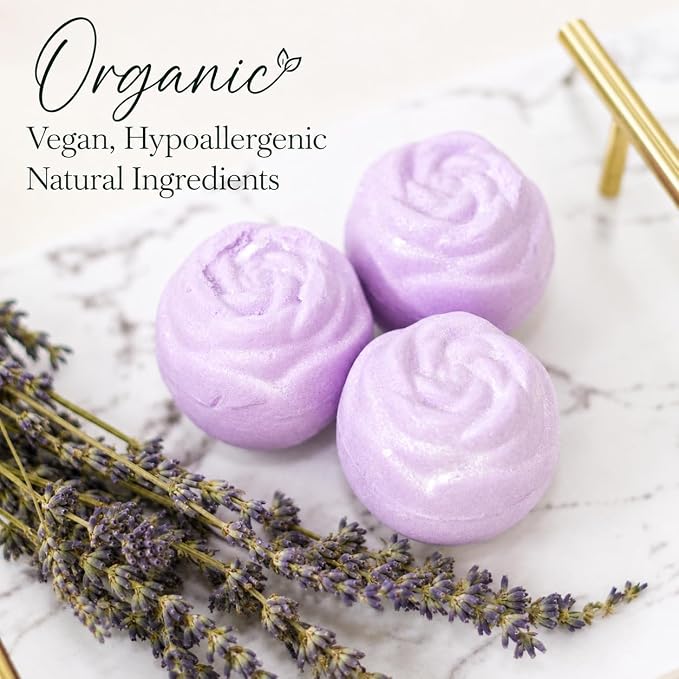 EvolutionUSA Lavender Dreams Bath Bombs for Women, 12 Organic Flower Bath Bombs, Soft Lavender Bath Bombs, Womens Bath Bombs Gift, Lush Bath Bombs for Girls, Relaxing Bathbombs, Bath Balls