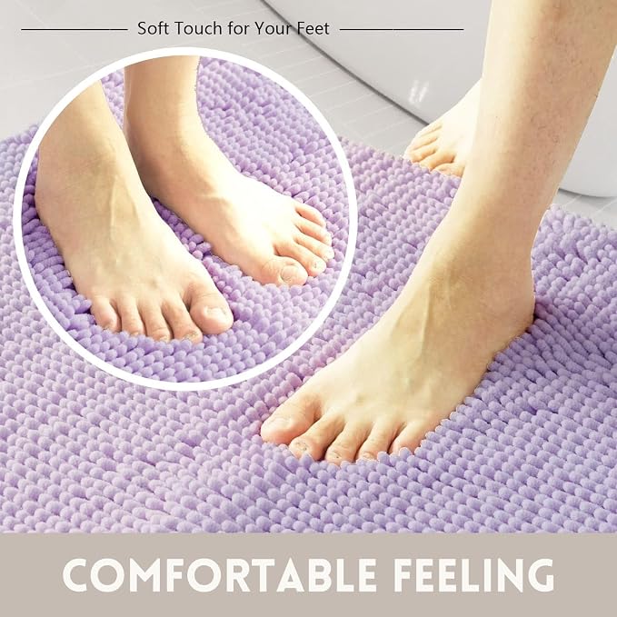 Bathroom Rugs Sets 2 Piece, PVC Backing Quick Dry, Machine Washable Bath Mats for Bathroom Floor-Lavender