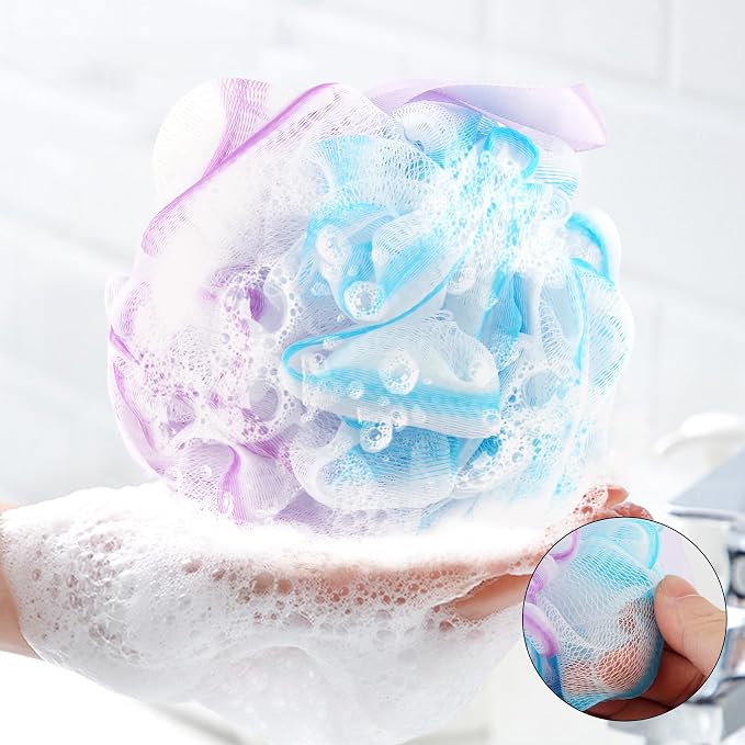 Chuya Bath Loofah Sponges 70 Grams Large Size,4 Pack Shower Sponge | Exfoliating Cleaning Bath Loofa Body Scrubber Balls for Women Men Children Washing