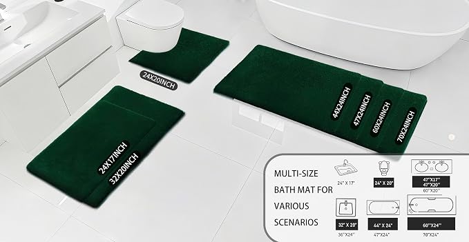 MINIDEAR Bathroom Rugs 24x17 Dark Green - Thick Memory Foam Bath Mat, Ultra Soft & Plush Non-Slip, Quick Dry, Absorbent Washable Floor Microfiber Mat for, Home Decor Accessories