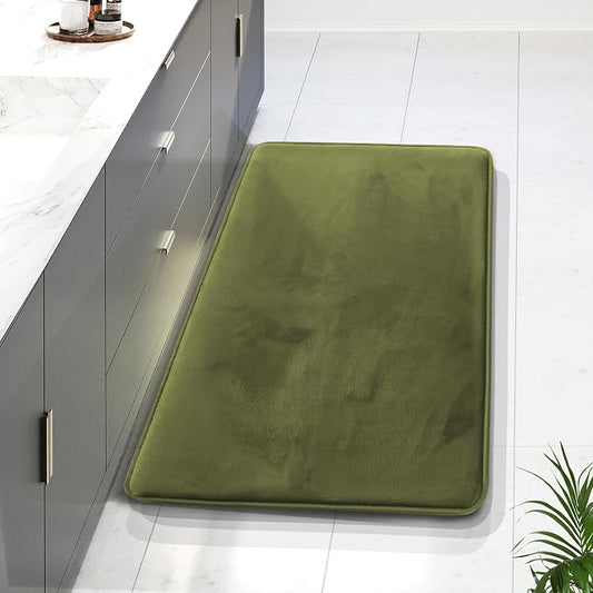 Clara Clark Bathroom Rugs, Velvet Memory Foam Bath Mat, Non-Slip Bath Rugs, Machine Wash, Dries Quickly, Ultra Soft Plush Bath Mats for Bathroom, 24 x 36, Sage Green