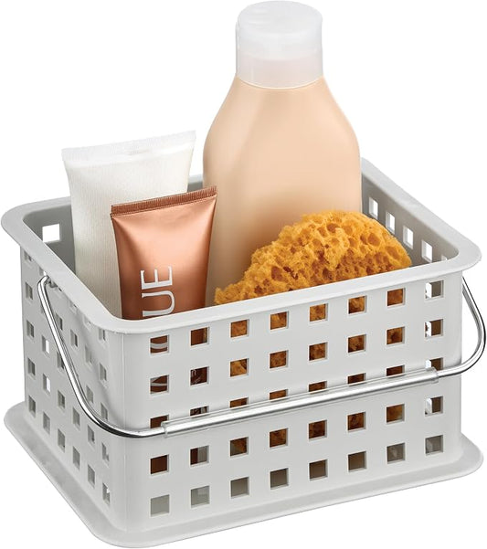 iDesign Shower Caddy Basket with Handle, Light Gray | For Bathroom or College Dorm, Made in USA