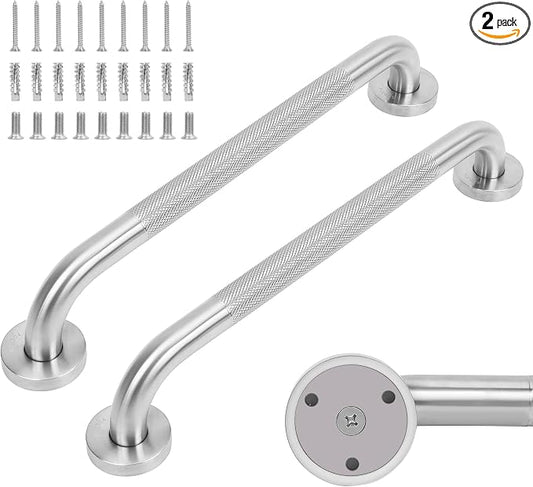Mrhand Shower Safety Bars for Seniors,Handicap Grab Bars,2 Pack 36 inch | SUS 304 Stainless Steel,Non-slip Knurled Brushed, ADA Compliant,Suitable for Bathroom,Shower,Bathutb,Toilet Wall