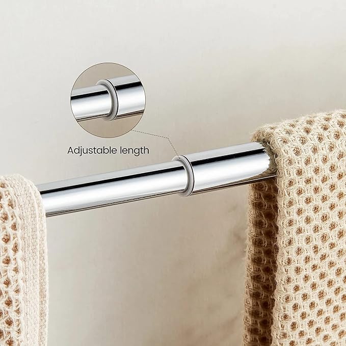 WINCASE Chrome Towel Bar 24 Inch, Adjustable Crystal Towel Rack, Silver Single Towel Holder for Bathroom Wall Mounted Modern