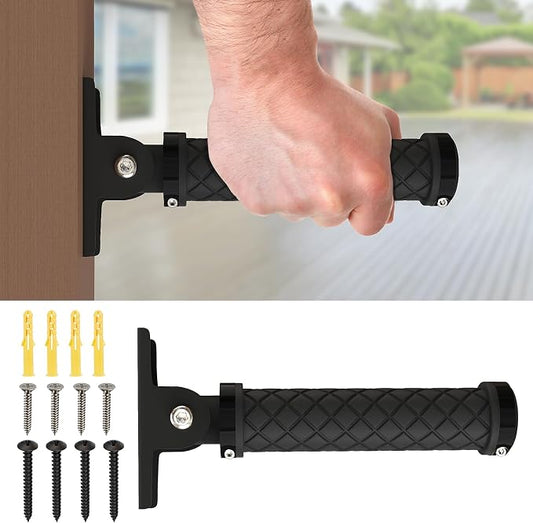 Flip Up Grab Bars for Doorways & Wall & Stairs，Safety Assist Handles for Elderly，Hand Rails for Seniors，Non-Slip Grip for Handicap，Disabled or People with Limited Balance-Black