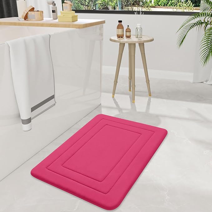 Arotive Memory Foam Bathroom Rug Mat 59x24, Ultra Soft and Absorbent Bath Mat, Machine Wash Dry, Comfortable Bath Rug Carpet for Bathroom Floor, Tub and Shower, Deep Pink