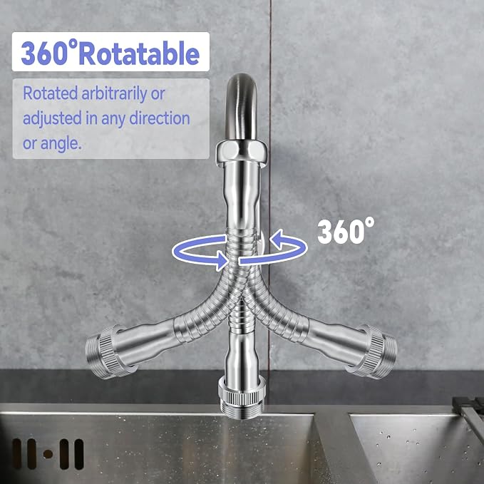 Faucet Extender Garden Hose Adapter Hose Protector, Flexible Kitchen Sink Faucet Adapter to Garden Hose for Male 3/4 Inch & 55/64 Inch to 3/4 Inch GHT