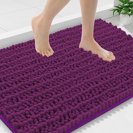 Smiry Bathroom Rugs 36X24, Extra Soft Rubber Backing Chenille Bath Mats | Violet Machine Washable Non Slip Quick Dry Bath Mats for Bathroom Floor, Tub, Shower, Home Decor Accessories