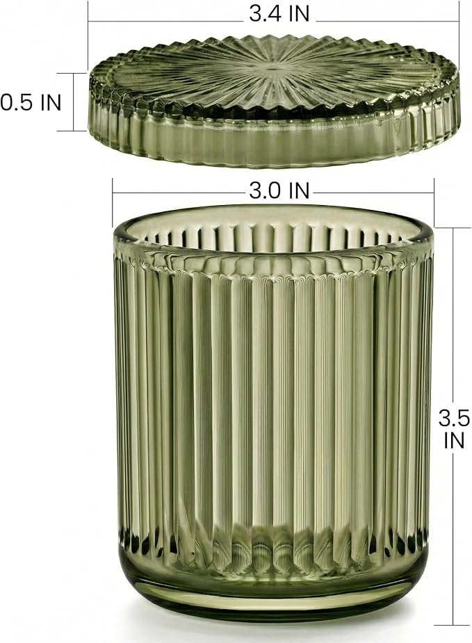2 Pack Qtip Holder - Apothecary Jars with Lids, Bathroom Organizers and Storage Canister for Cotton Balls,Swabs,Floss Picks,Hair Ties,Clear Glass Vintage Bathroom Decor Jar Set (green2)