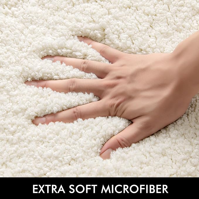 MIULEE Ivory Soft Bathroom Rugs Set 2 Piece Soft Bath Mats 20x30 Inch | Soft Absorbent Microfiber Bath Rugs, Non Slip, Quick Dry, Fluffy Bath Rugs for Bathroom Floor Tub Showers, Machine Washable