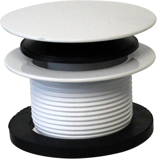 Westbrass D398R-50 1-1/2" NPSM Coarse Thread Mushroom Tip-Toe Bathtub Stopper Bath Drain, 1-Pack, Powder Coat White