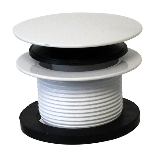 Westbrass A398R-50 1-1/2" NPSM Coarse Thread Mushroom Tip-Toe Bathtub Drain Stopper, Powder Coat White