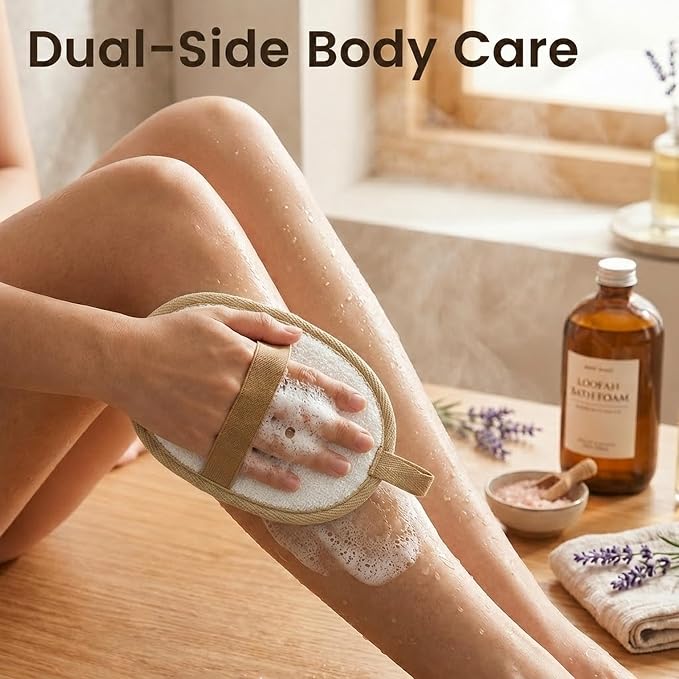 Exfoliating Body Scrubber (2 Pack), Body Exfoliator Scrubber, Exfoliating Sponge for Shower Bath, Shower Loofah Luffa Lufa with Handle, Dead Skin Exfoliator for Body Scrub, Men Women