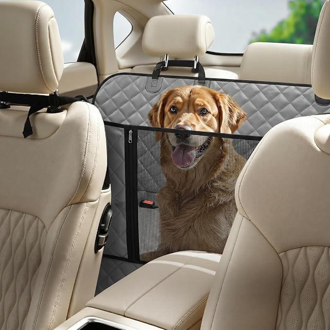 Pecute Dog Car Seat Cover for Back Seat 53.54 * 23.62 in, Car Window Fixing for Maximum Car Protection, Leather Fabric Back Seat Extender for Dogs, Waterproof & Scratch-Resistant, Support to 330 lbs