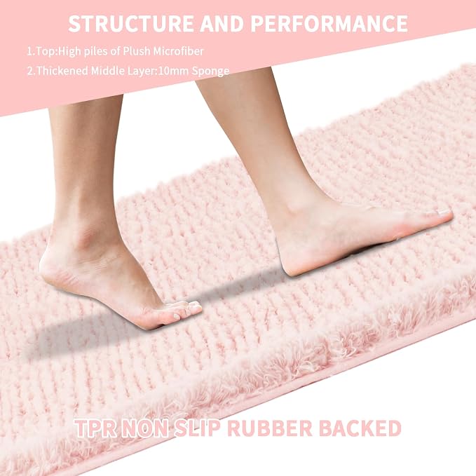 Bathroom Rugs Sets 3 Piece with Toilet Seat Cover 17.5"x 15" | Machine Washable Bath Rug Set with Tpr Non Slip Rubber Backing Solid Bath Mat Set for Luxury Bathroom Decoration