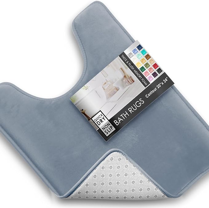 Clara Clark Bathroom Rugs, Velvet Memory Foam Bath Mat, Non-Slip Bath Rugs, Machine Wash, Dries Quickly, Ultra Soft Plush Bath Mats for Bathroom,