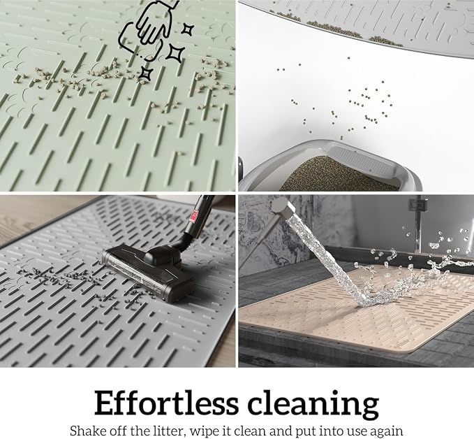 Large Cat Litter Mat, 31.5x23.6 Semi Transparency, Premium Silicone Rubber, Waterproof & BPA-Free, Traps Litter, Easy to Clean, Keeps Floors Tidy