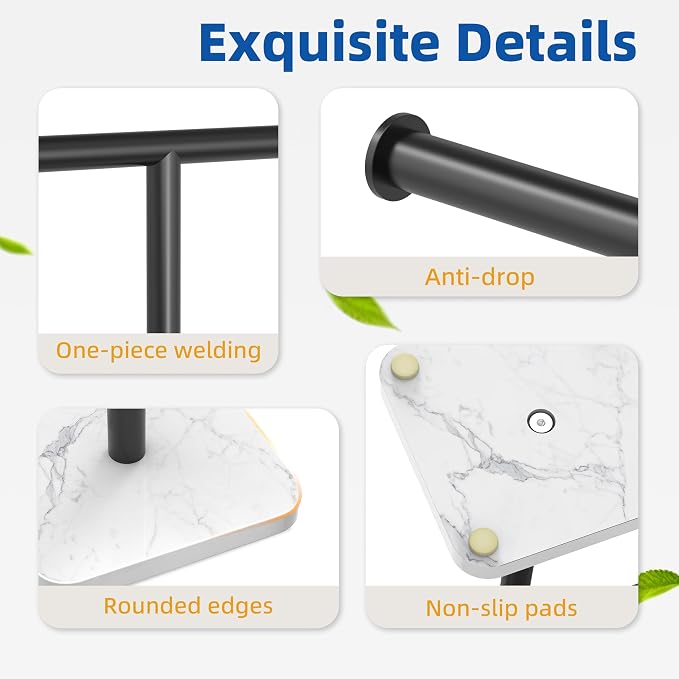 RUACQ Hand Towel Holder, T-Shape Free Standing Hand Towel Holder Stand with Marble Base, 304 Stainless Steel Hand Towel Stand for Bathroom Kitchen Vanity Countertop(Matte Black)